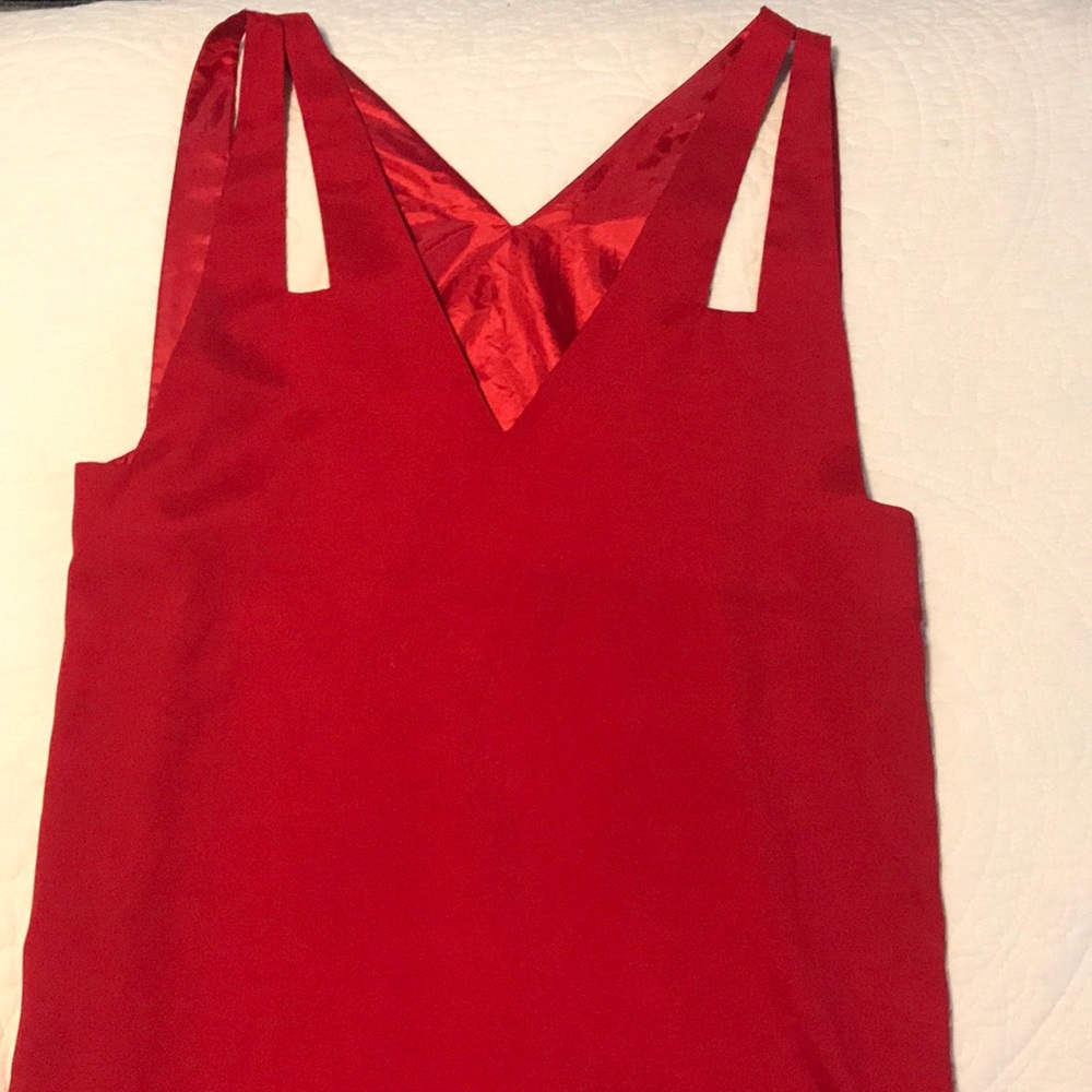 Red dress with cutout shoulder straps